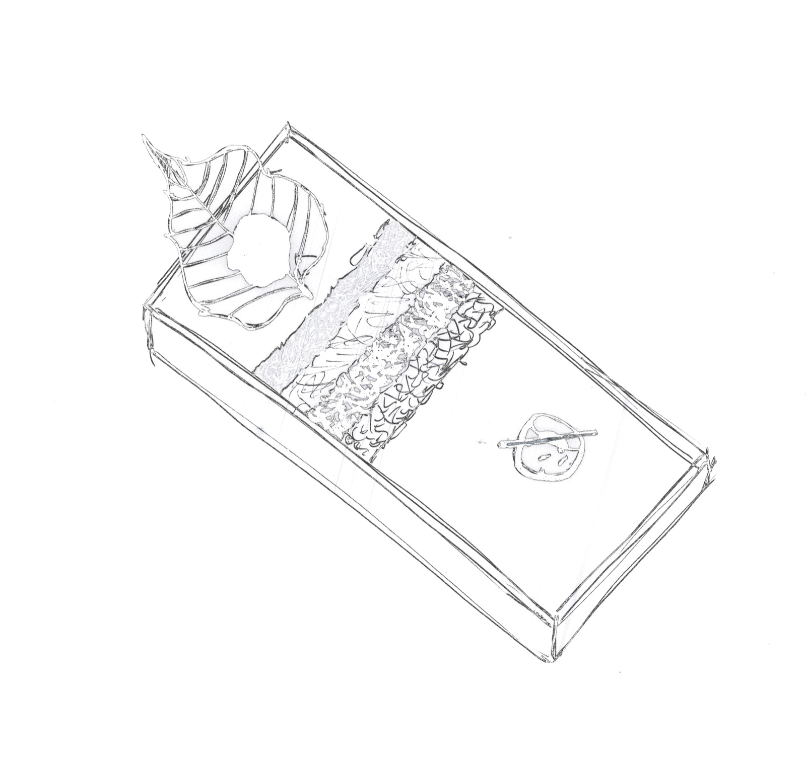 Beef Tartare — ink sketch by Jérôme Tauvron, tartare presentation with leaf and layers